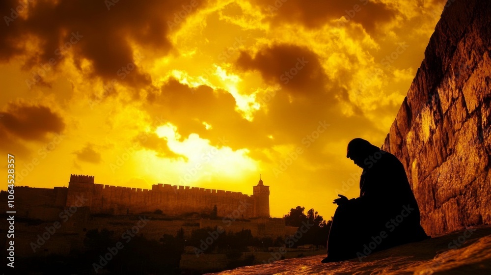 Fototapeta premium The Heartfelt Grief of Nehemiah for Jerusalem's Walls