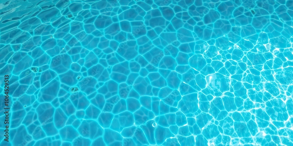 Blue water in a swimming pool with rippling waves and reflections of light, serene, blue Blue water in a swimming pool with rippling waves and reflections of light, serene, blue