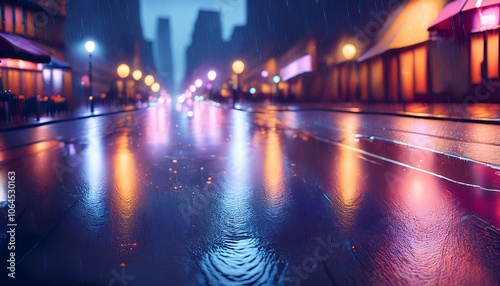 Wallpaper Mural Vibrant and dynamic rainy city street with neon lights reflecting on wet pavement Torontodigital.ca