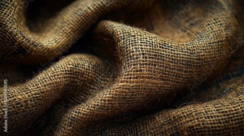 A close-up of textured burlap fabric showcasing its natural fibers and woven pattern.