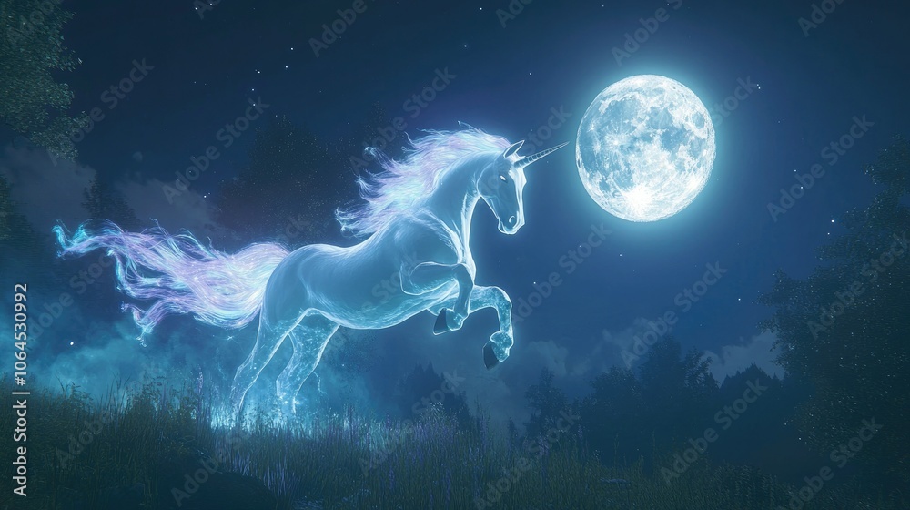 Mystical Unicorn Under Moonlight Mystical Unicorn Under Moonlight