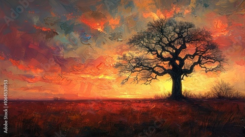 Silhouette Tree at Sunset