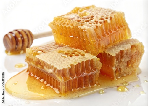 Natural honeycomb dripping honey