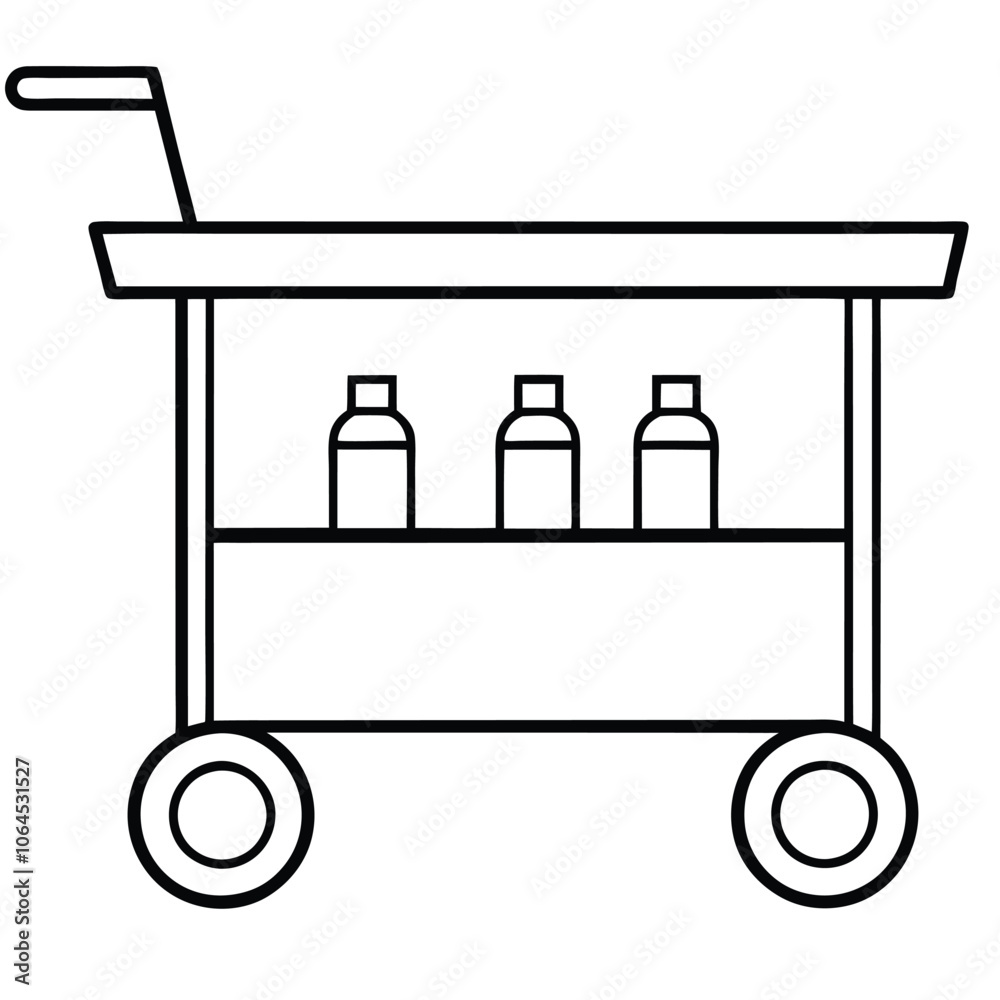 Bar cart line art outline illustration Bar cart line art outline illustration