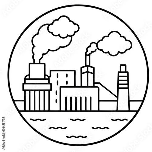 City pollution illustrations line art