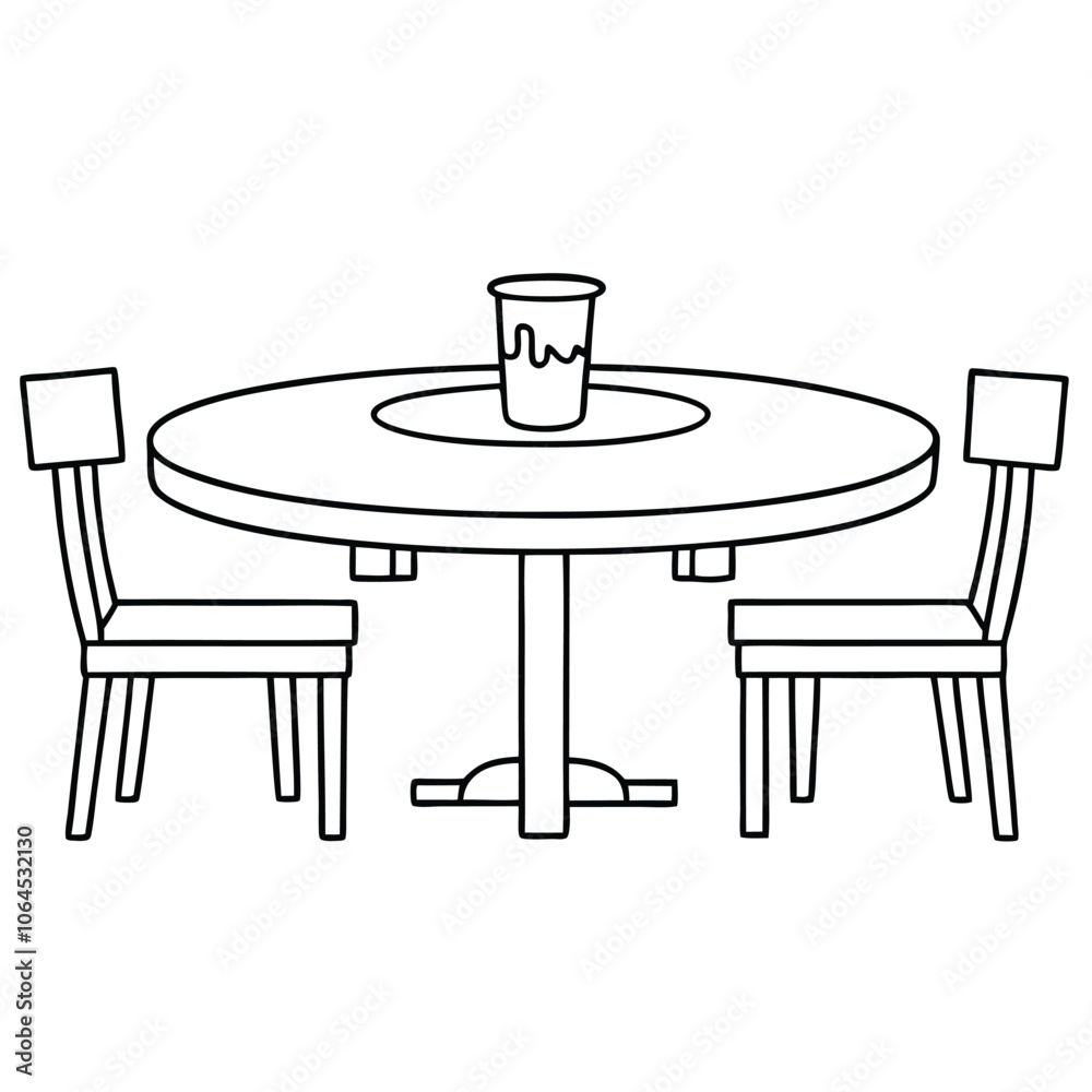 Dining table line art outline Dining table line art outline