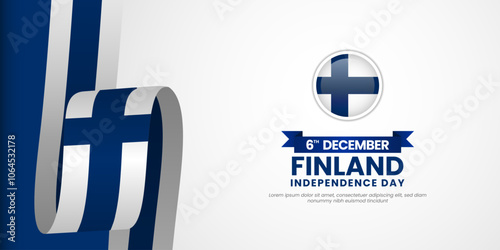 Finland Independence Day 6 December waving flag ribbon banner background with blank space area