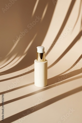A minimalistic skincare product bottle with aesthetic shadow