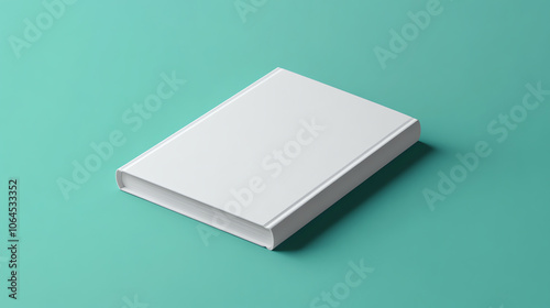 White book mockup on mint green background, angle view design