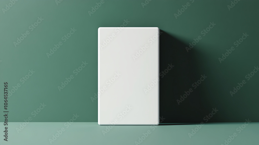 White product mockup on dark green background with shadow White product mockup on dark green background with shadow