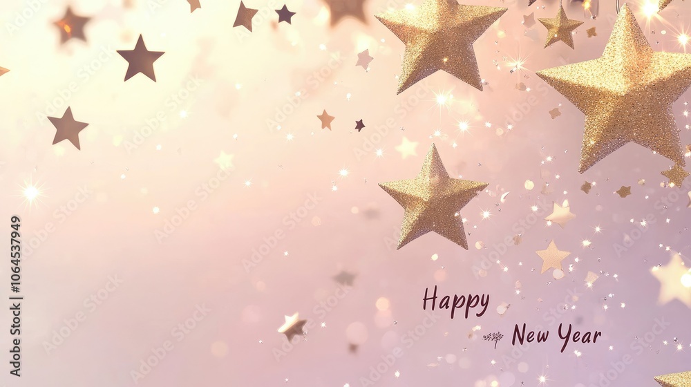 Obraz premium Festive Stars Floating for New Year Celebration