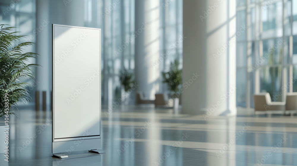 White display mockup in modern office corridor White display mockup in modern office corridor