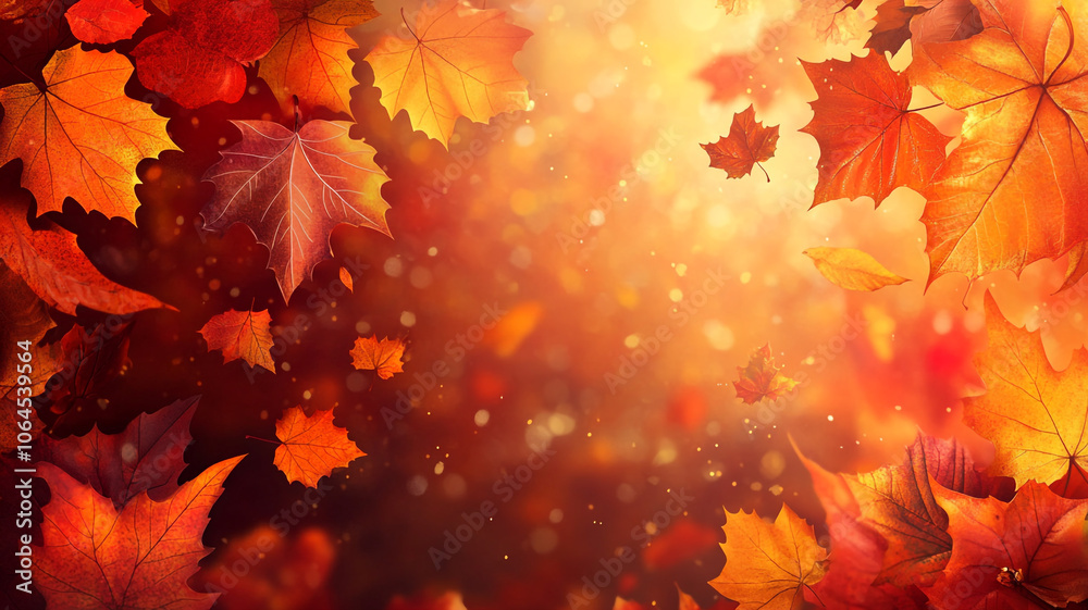 Autumn leaves falling gracefully in a serene forest setting during golden hour Autumn leaves falling gracefully in a serene forest setting during golden hour