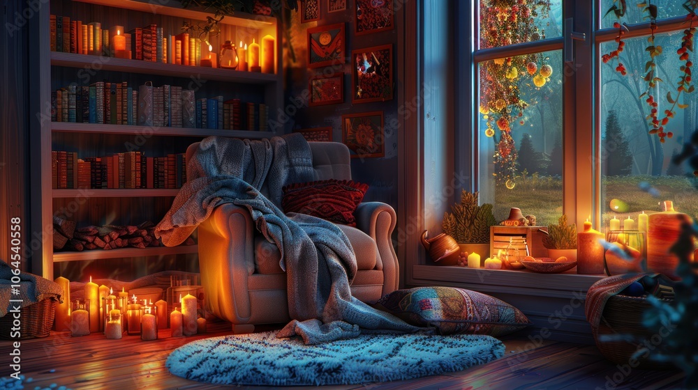 Naklejka premium Cozy Living Room with a View