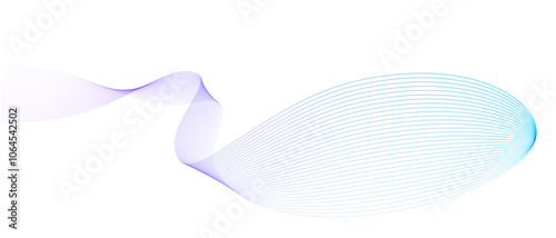 Abstract vector wavy lines flowing smooth curve colorful gradient purple blue on transparent background in concept of technology, science, music, modern.