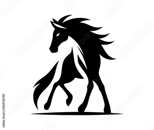 Silhouette of a horse, black and white illustration photo