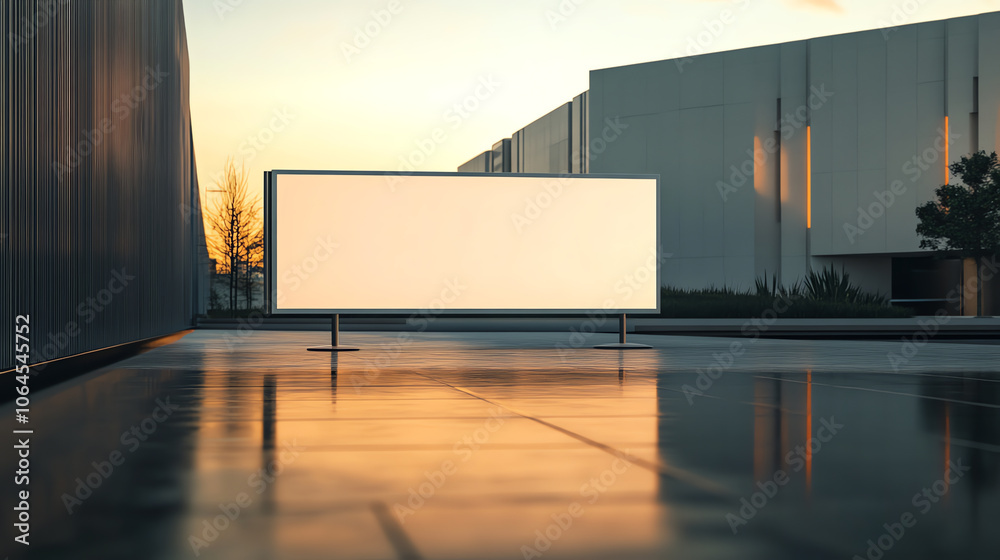 Mockup. Reflective Billboard Display, Dusky Hues, Corporate Promotion Mockup. Reflective Billboard Display, Dusky Hues, Corporate Promotion