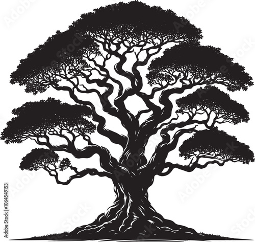 Banyan tree silhouette vector photo