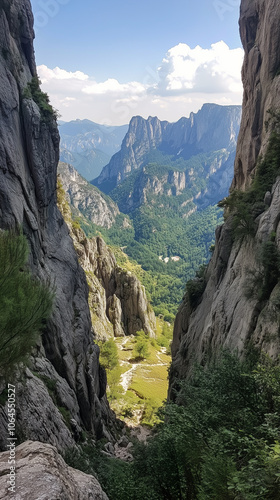 Cliffs rise from valley floors toward mountain peak collections, wallpaper