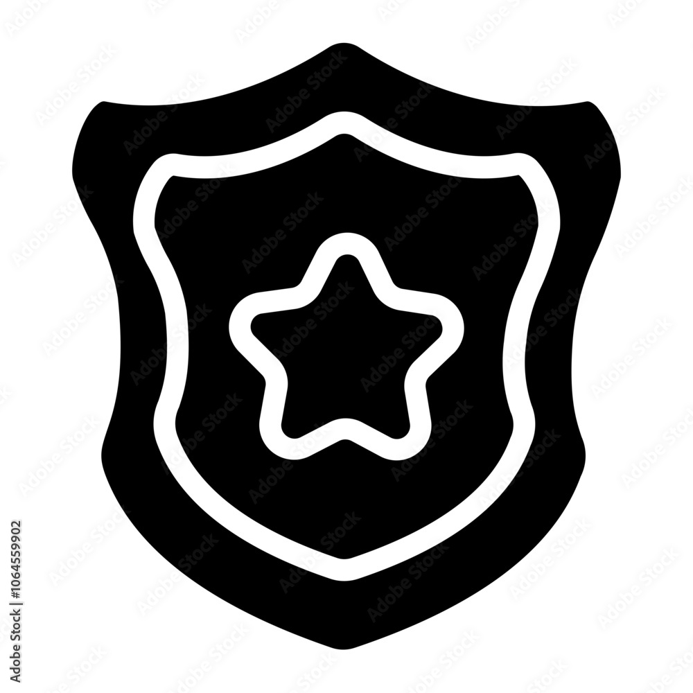 Shield with star Solid Icon Shield with star Solid Icon