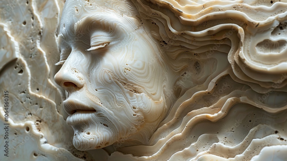 Abstract Marble Sculpture of a Woman's Face Abstract Marble Sculpture of a Woman's Face