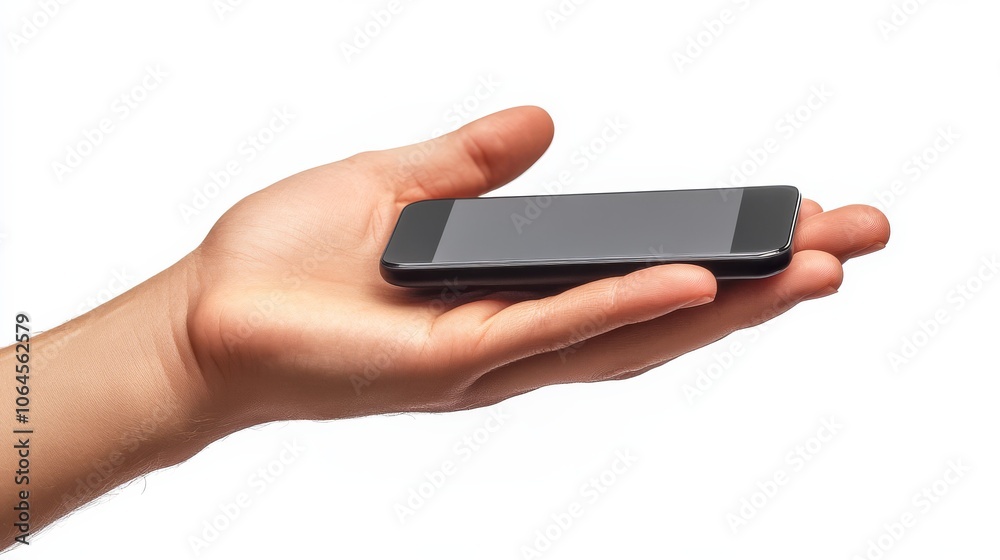 Hand Holding a Smartphone on White Background Hand Holding a Smartphone on White Background