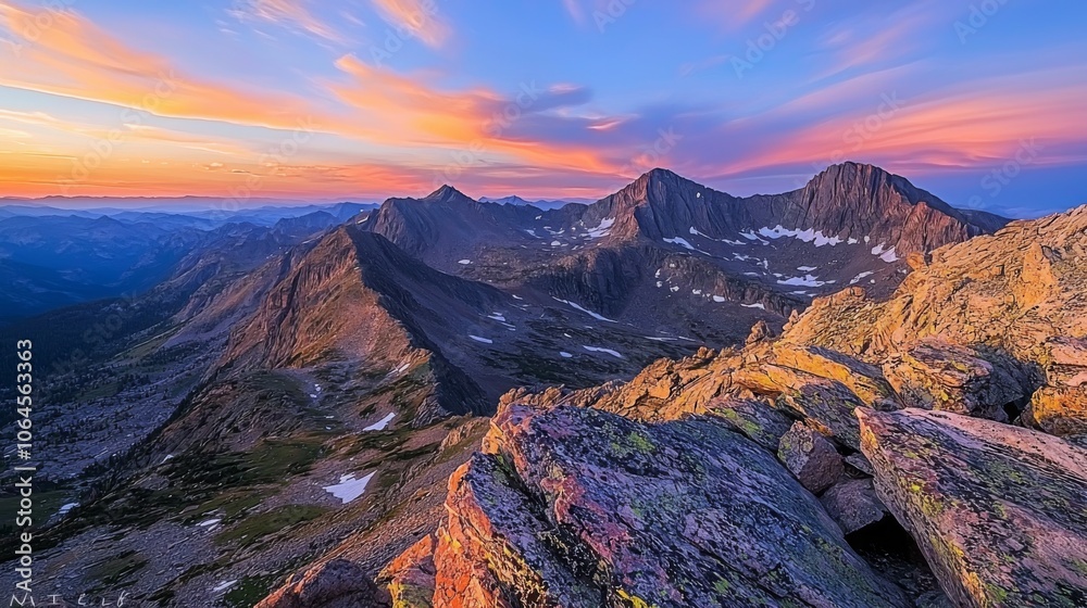 Obraz premium Dramatic Mountain Landscape at Sunset