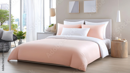 Calming bed with soft colors and accessories promoting relaxation and rest