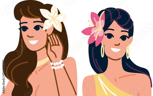 beauty flower ear woman vector. nature fragrance, blossom adornment, grace flora beauty flower ear woman character. people flat cartoon illustration