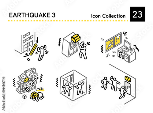 Illustration of people during an earthquake