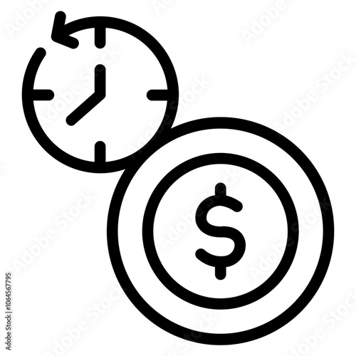 Cash time Line Icon