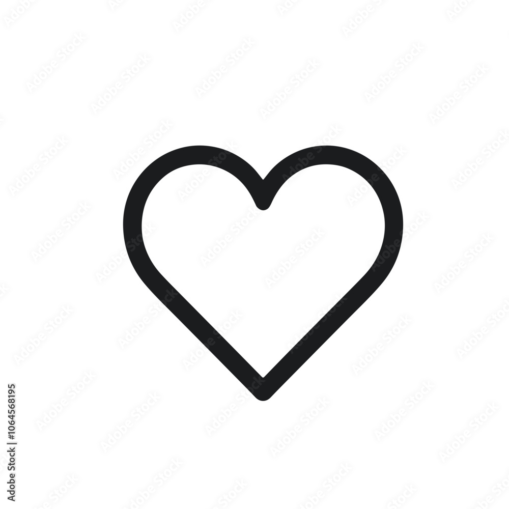 Minimalistic heart icon outline, black and white Minimalistic heart icon outline, black and white