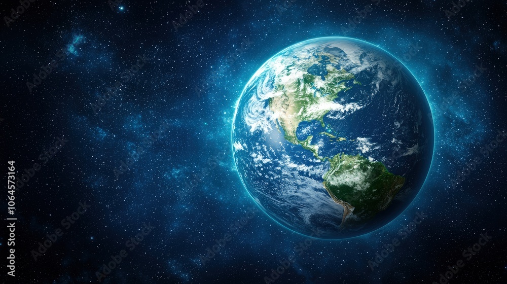 Stunning View of Earth from Space Against a Starry Background