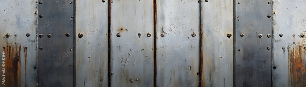 Weathered Metal Panel with Rivets and Rust Weathered Metal Panel with Rivets and Rust