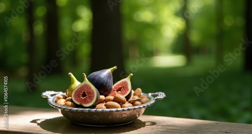 Fresh figs and almonds in a bowl