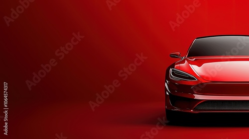 Striking Red Electric Car Against a Bold Red Background