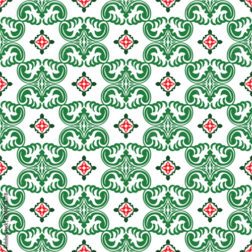 Seamless Vector Baroque Damask Pattern with Tribal and Bohemian Influence