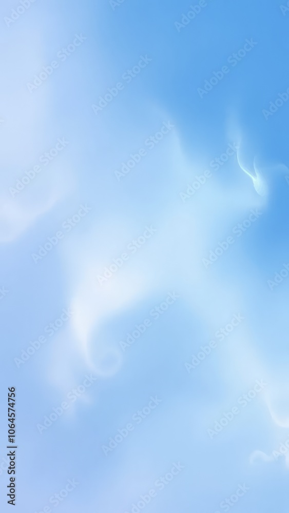 Light blue sky with soft, wispy clouds, ideal for serene and airy design concepts Light blue sky with soft, wispy clouds, ideal for serene and airy design concepts