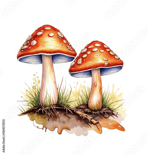 fly agaric amanita muscaria mushroom illustration