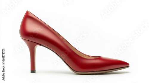 Classic Red High Heel Shoe on White Background