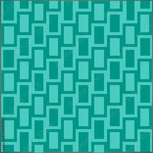 A modern geometric pattern featuring turquoise rectangles interlocking in a seamless design. This abstract art evokes a sense of balance and symmetry, perfect for contemporary backdrops.