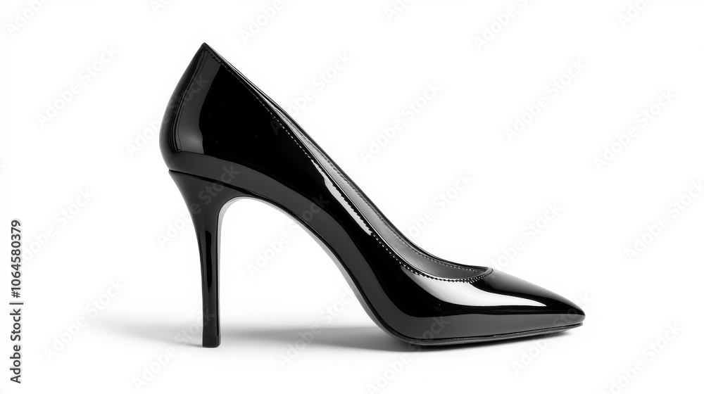 Elegant Black Stiletto Heel on White Background