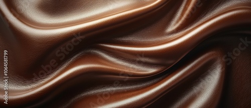 A close-up view of smooth, shiny chocolate-colored fabric with elegant folds.