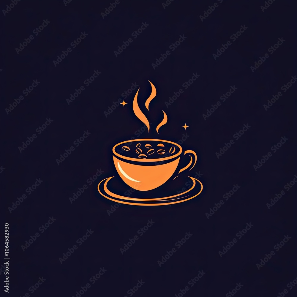 Obraz premium A Steaming Cup of Coffee with Coffee Beans on a Saucer