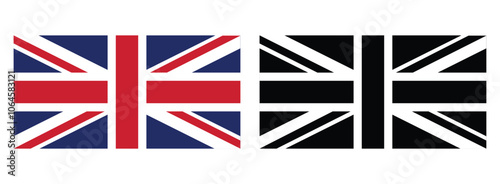 Union Jack flag , UK  Monochrome and black and white flag design