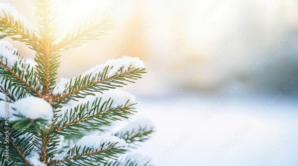 Snow-covered pine tree in a winter landscape. Snow-covered pine tree in a winter landscape.