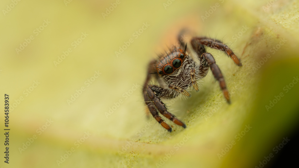 Macro Shoot of Beautiful Jumping Spider on deep Jungle. Macro Shoot of Beautiful Jumping Spider on deep Jungle.