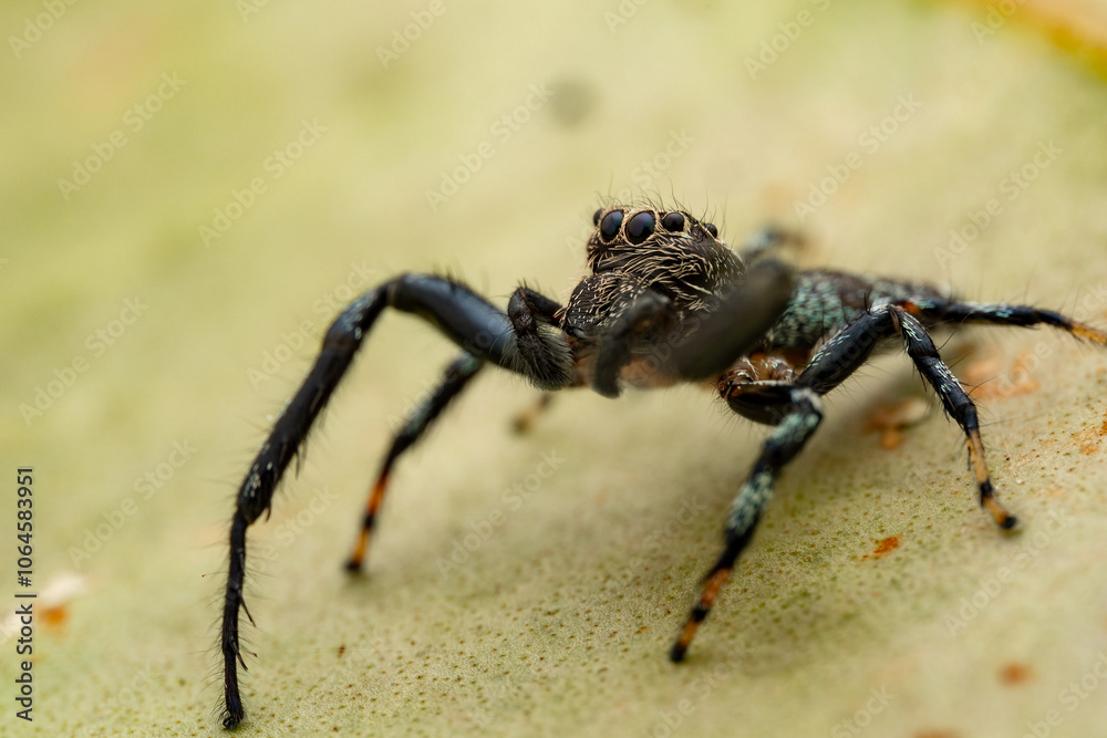 Macro Shoot of Beautiful Jumping Spider on deep Jungle. Macro Shoot of Beautiful Jumping Spider on deep Jungle.