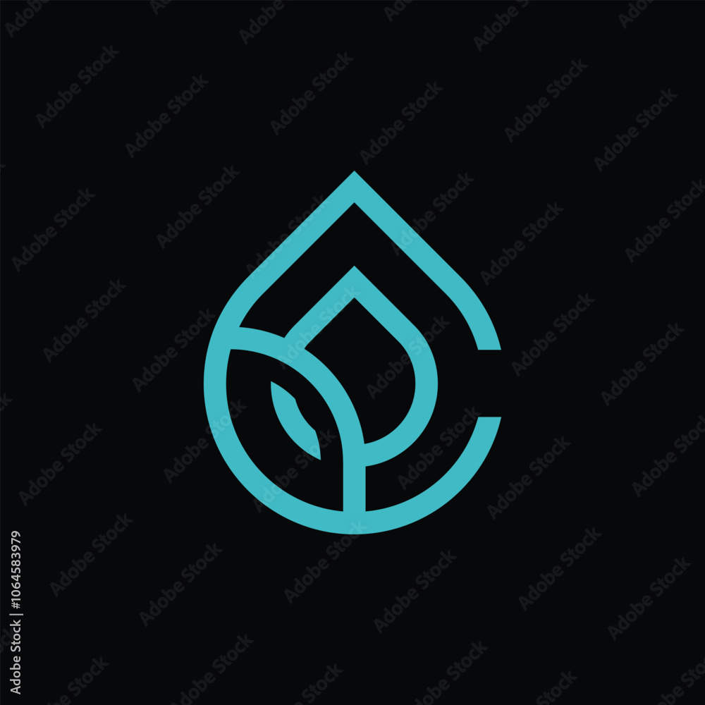 Initial Letter C with water drop and leaf nature logo design inspiration Initial Letter C with water drop and leaf nature logo design inspiration