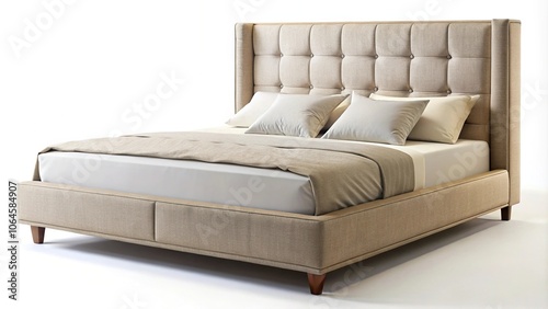 comfortable bed isolated on white background